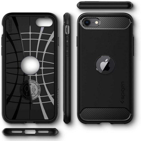 Spigen iPhone SE (2022 / 2020) / 8 / 7 Rugged Armor Bagside Cover - Sort