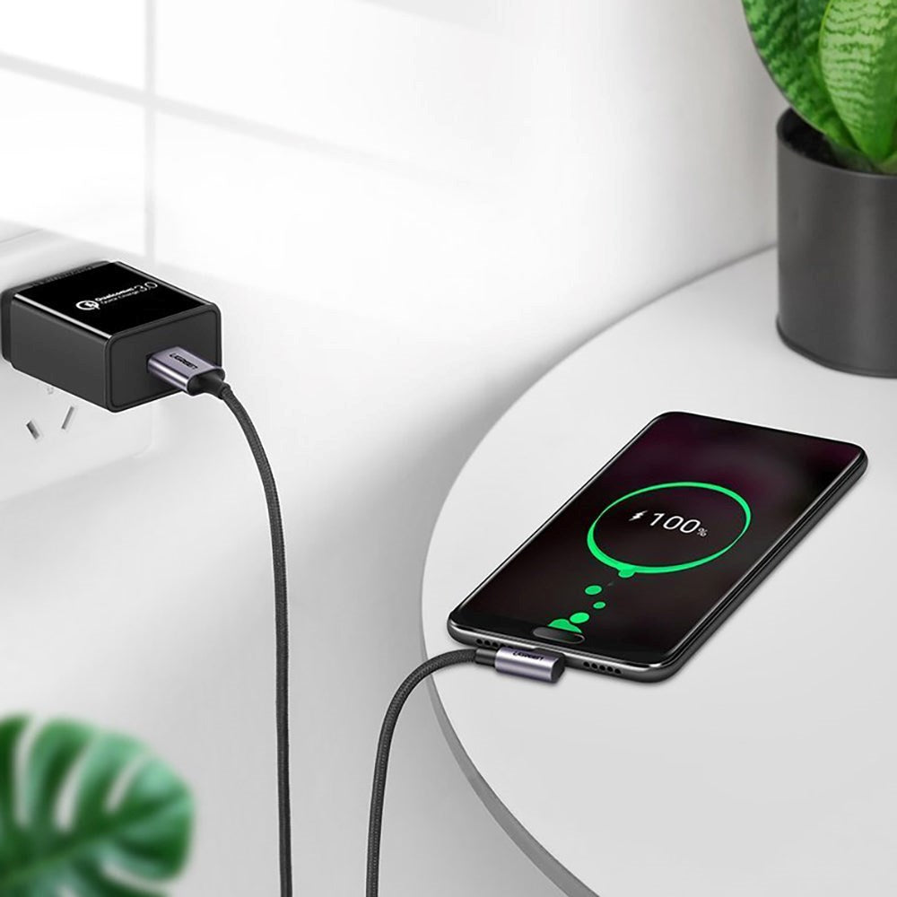 Ugreen 18W Vinklet USB-A til USB-C Kabel - 2m - Sort
