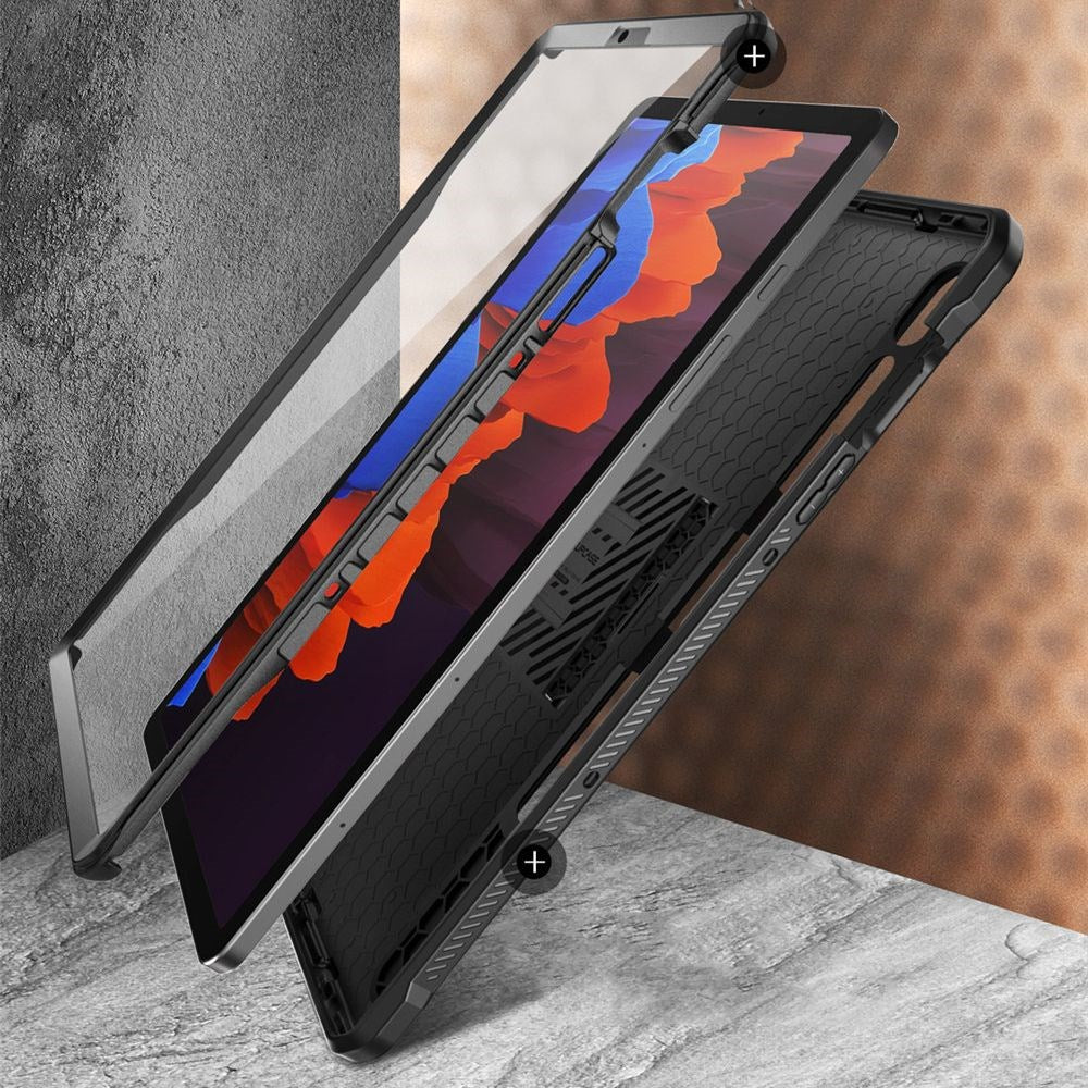 Samsung Galaxy Tab S9 FE+ (Plus) Håndværker Cover - Supcase Beetle Unicorn Pro Tablet Cover m. Beskyttelsesfilm - Sort