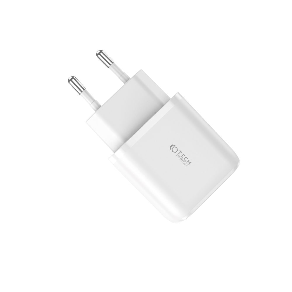 Tech-Protect 20W Vægoplader m. 1 x USB-C & 1 x USB-A - Hvid