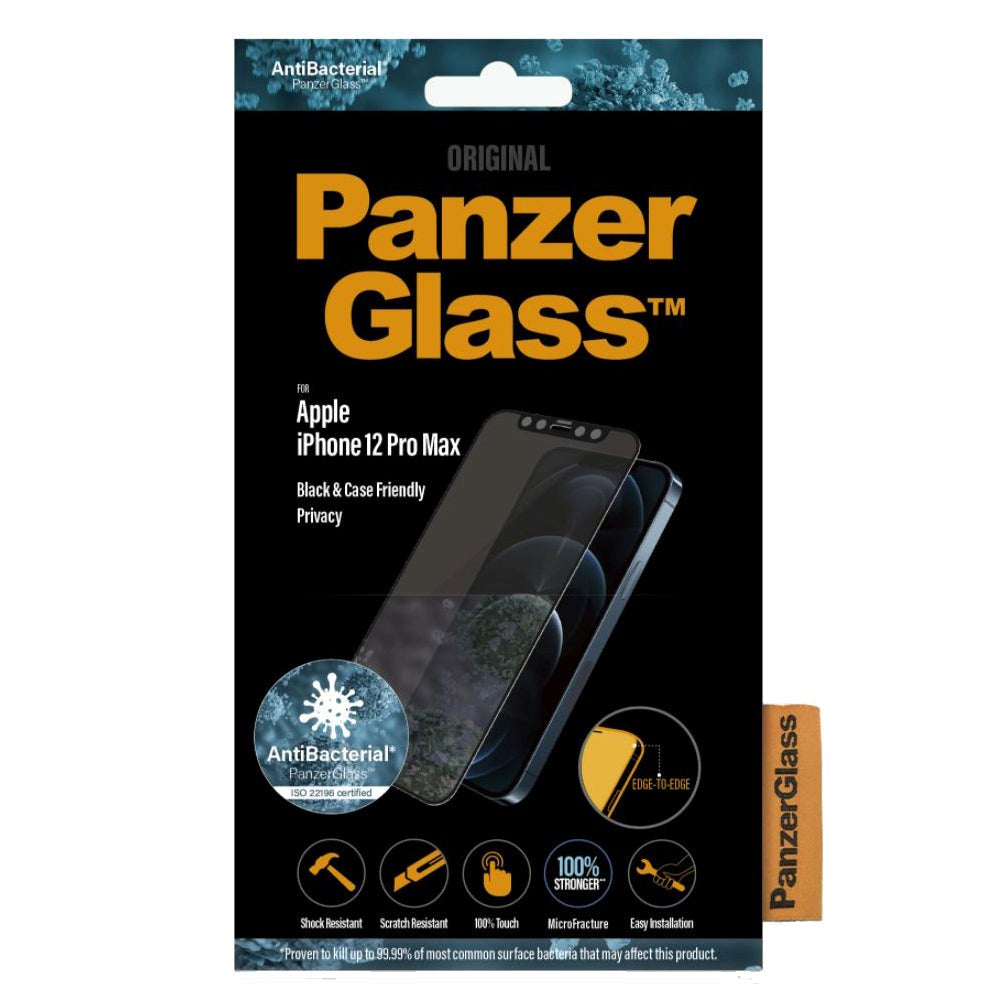 iPhone 12 Pro Max PanzerGlass AntiBacterial Standard Fit Skærmbeskyttelse - Privacy Glass - Sort