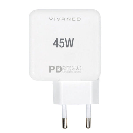 Vivanco 45W Super Fast Dual Charge Vægoplader USB-C - Power Delivery - Hvid