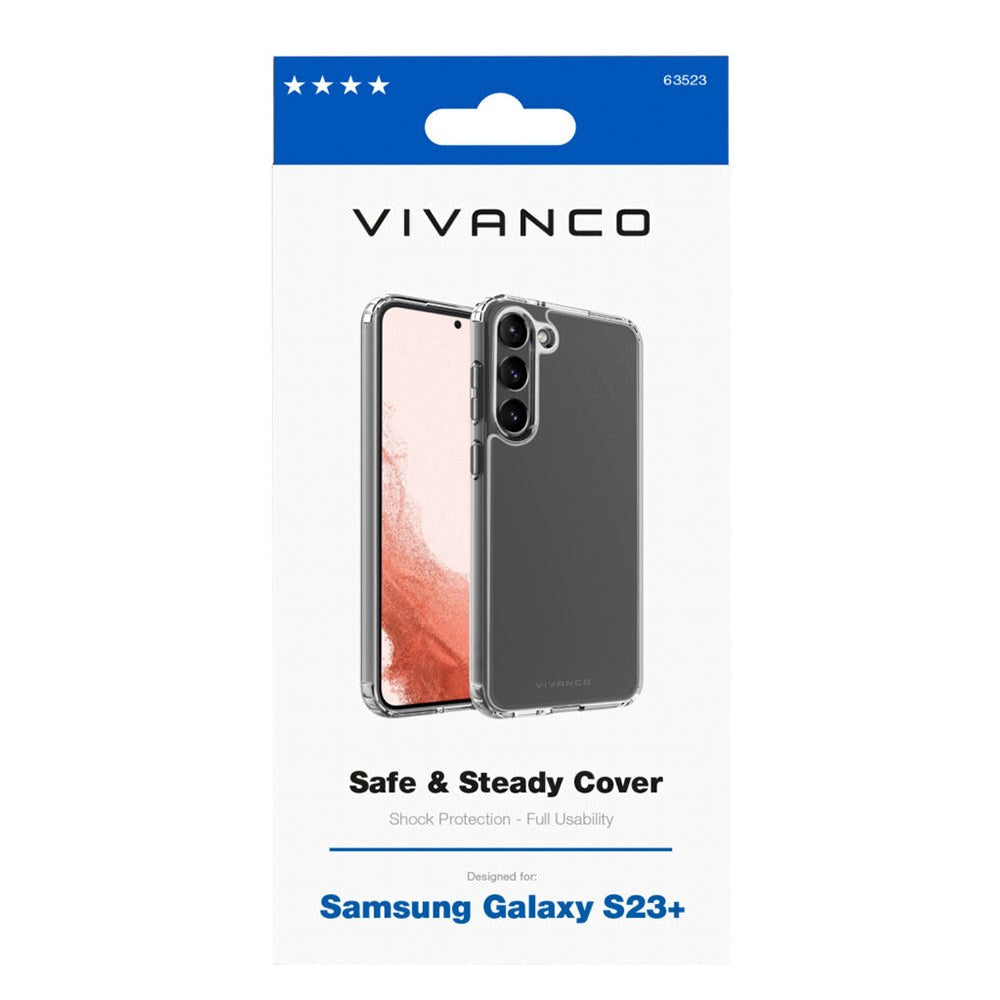 Samsung Galaxy S23+ (Plus) Vivanco Safe & Steady Hybrid Mobil Cover - Gennemsigtig