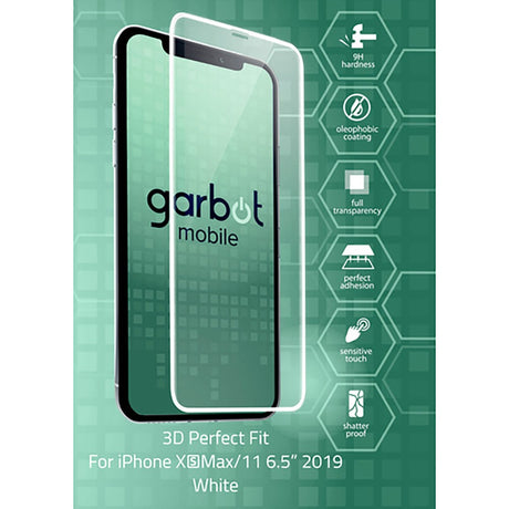 Garbot iPhone 11 Pro Max / Xs Max 3D Perfect Fit Hærdet Glas - Case Friendly - Gennemsigtig / Hvid Kant