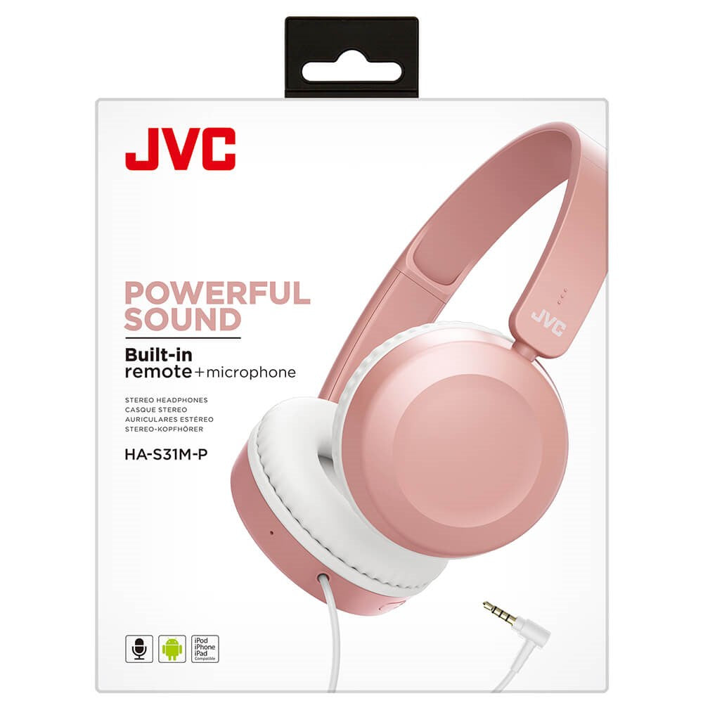 JVC HA-S31M On-Ear Headset m. Mikrofon - Lyserød
