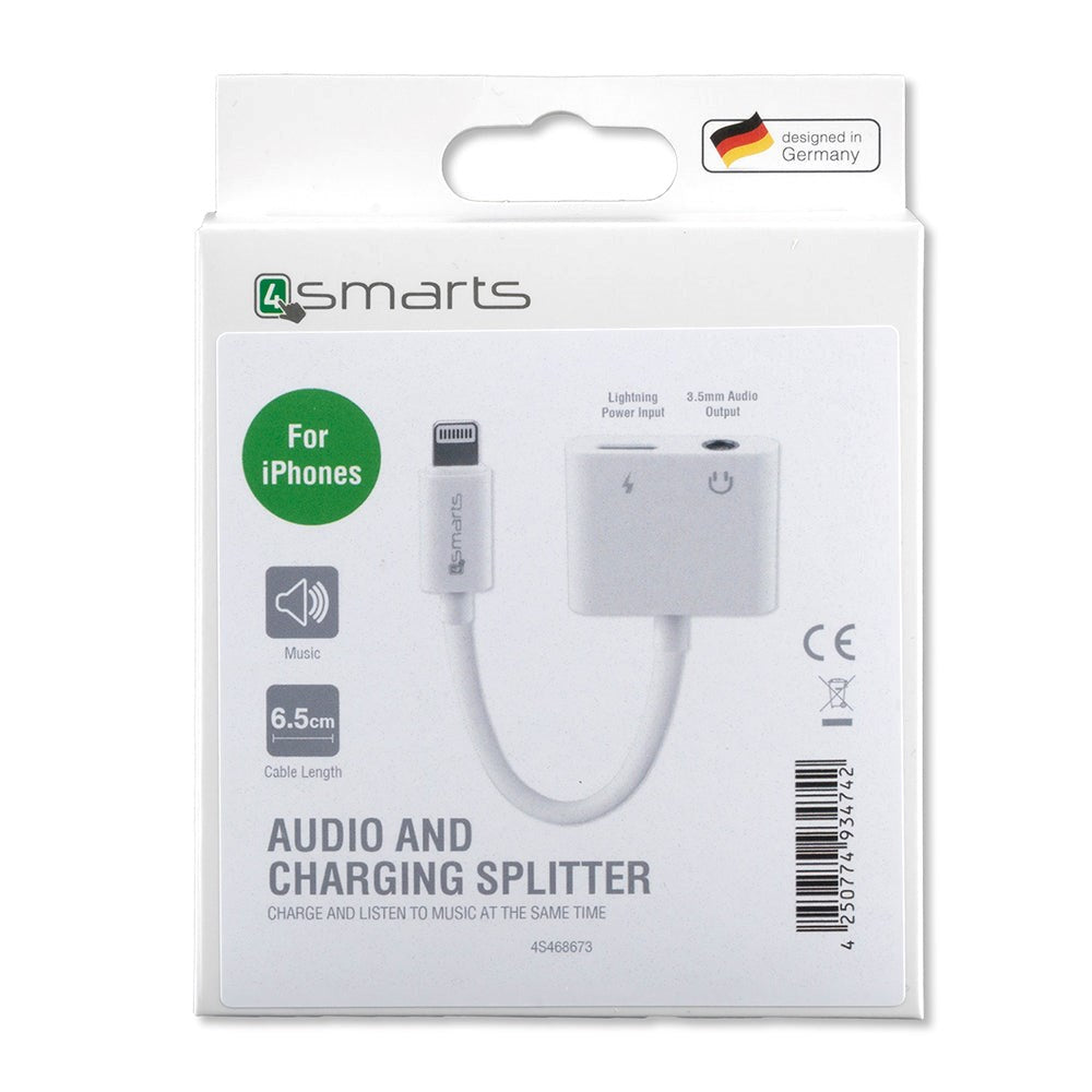 4smarts SoundSplit 6.5 cm Lightning To Lighting 3.5mm Audio Splitter - Hvid