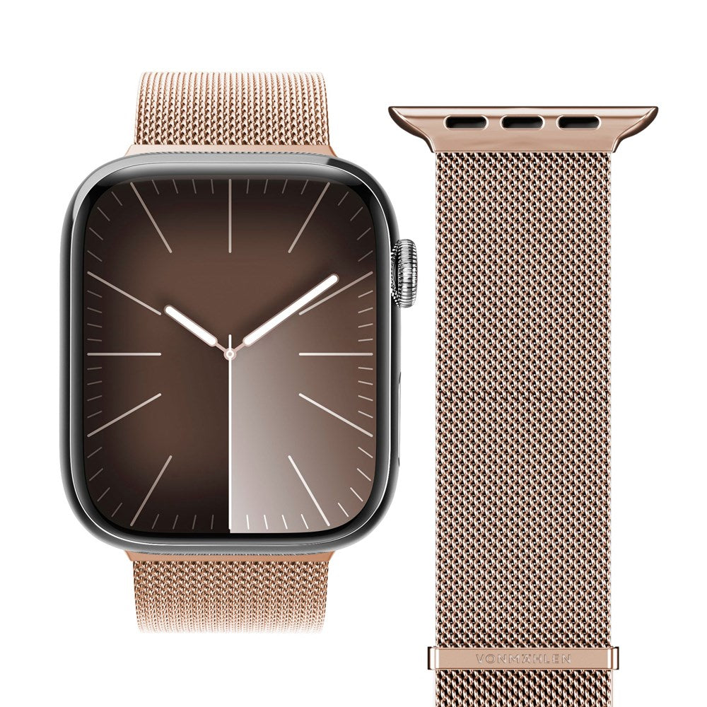 Vonmählen Apple Watch (42/44/SE/45/46/49mm) Milanese 2 Rustfrit Stål Rem - Rose Gold