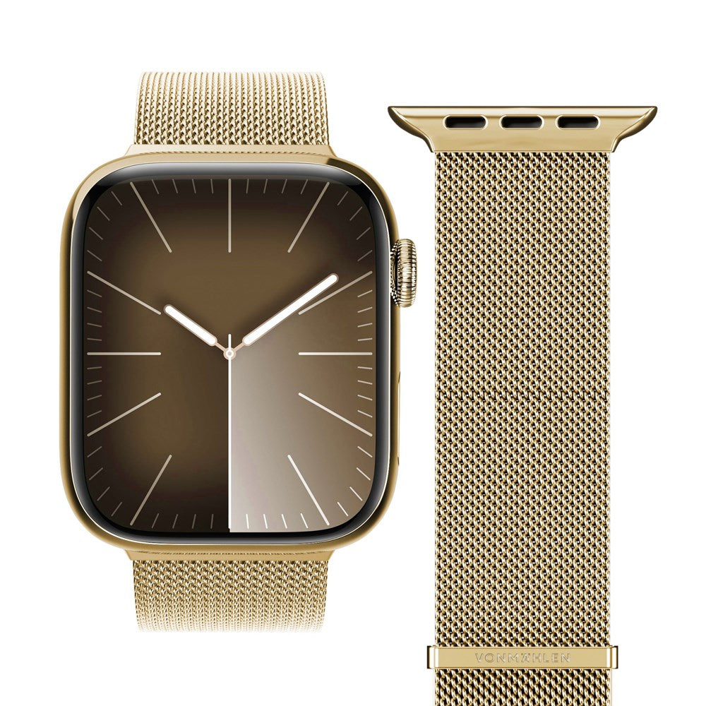 Vonmählen Apple Watch (42/44/SE/45/46/49mm) Milanese 2 Rustfrit Stål Rem - Guld