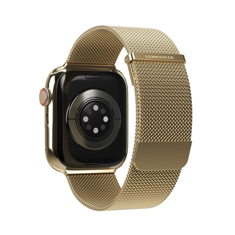 Vonmählen Apple Watch (42/44/SE/45/46/49mm) Milanese 2 Rustfrit Stål Rem - Guld