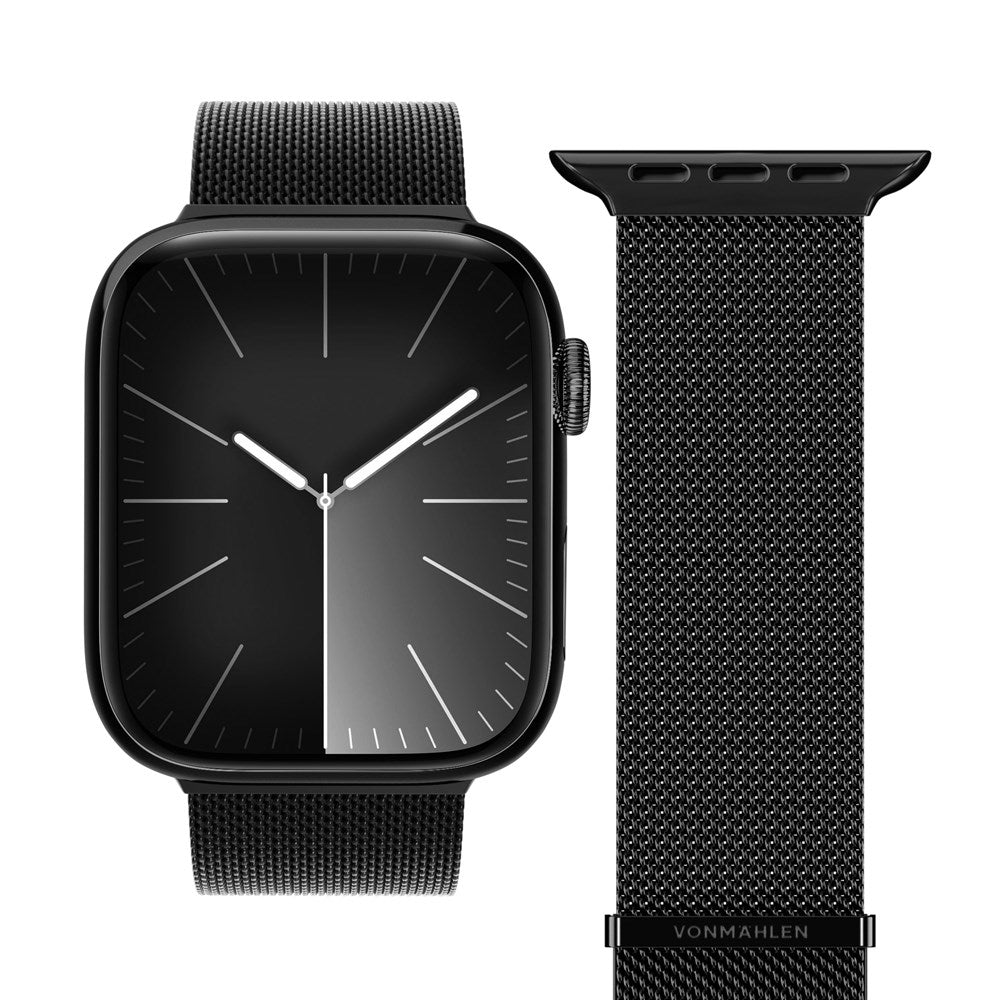 Vonmählen Apple Watch (38/40/SE/41/42mm) Milanese 2 Rustfrit Stål Rem - Sort