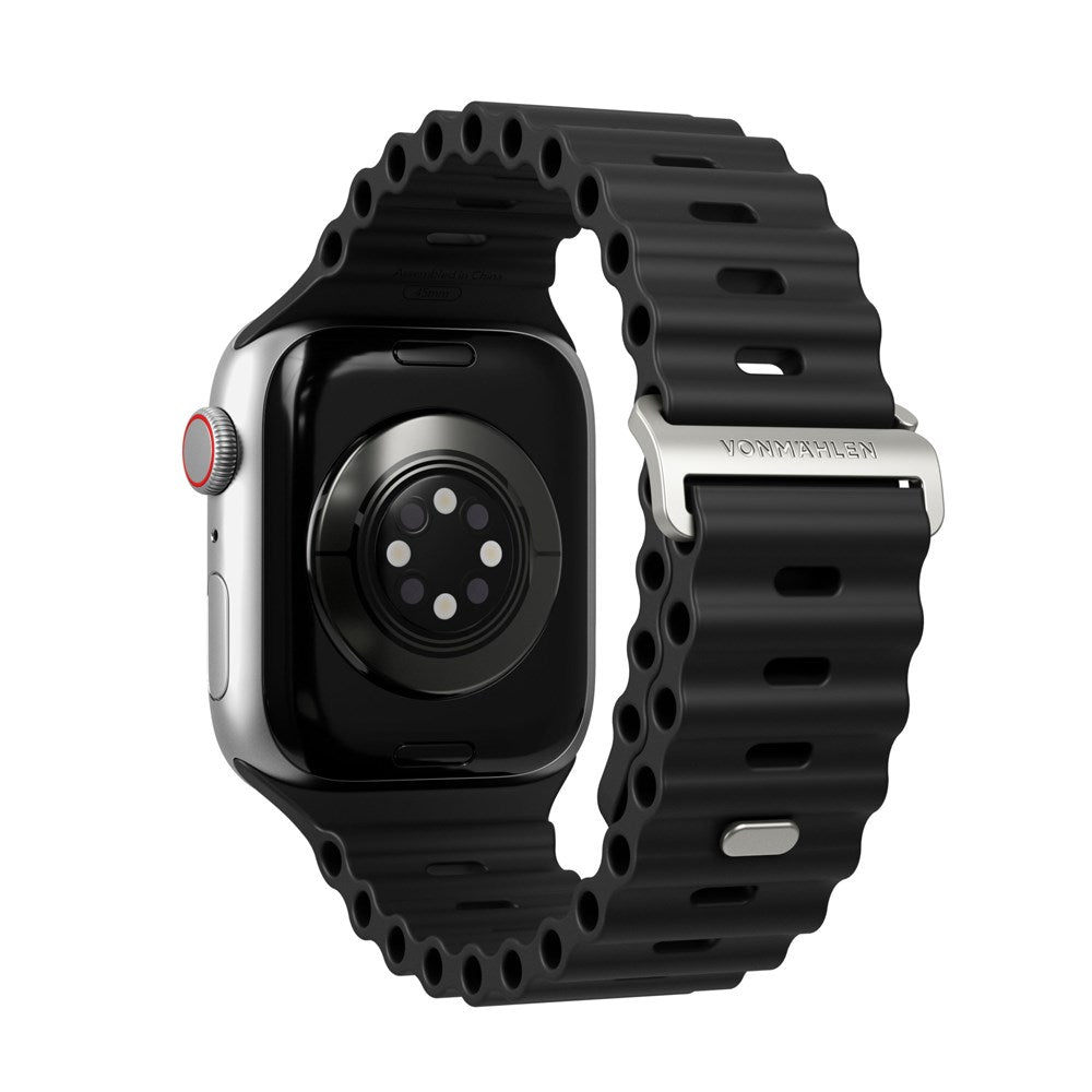 Apple Watch (42/44/SE/45/46/49mm) Vonmählen Wave Band 2 Genanvendt Silikone Rem - Sort