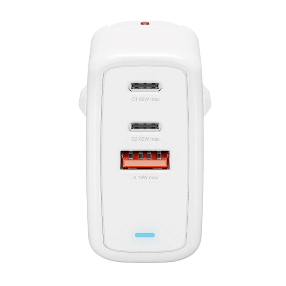 4smarts 65W PD Charger GaN Flex - Vægoplader m. 1 x USB-A & 2 x USB-C - Hvid