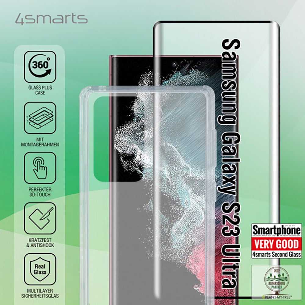 4smarts Samsung Galaxy S23 Ultra Second Glass X-Pro 360° Protection Set (Cover + Hærdet Glas)