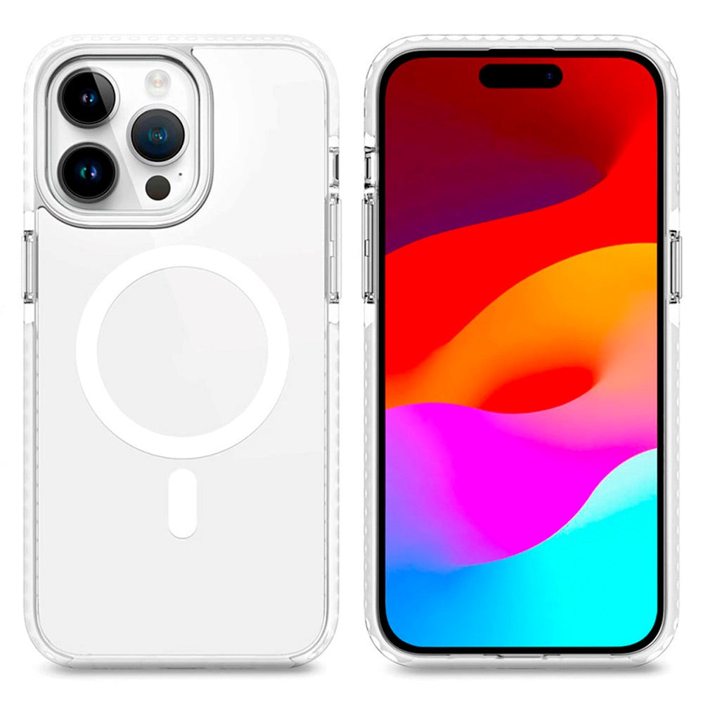4smarts iPhone 15 Pro Hybrid Guard Bagside Cover - MagSafe Kompatibel - Gennemsigtig / Hvid