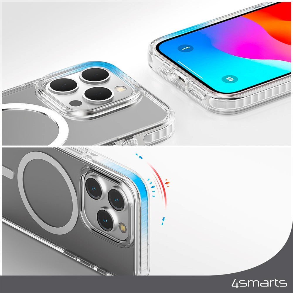 4smarts iPhone 15 Pro Hybrid Guard Bagside Cover - MagSafe Kompatibel - Gennemsigtig / Hvid