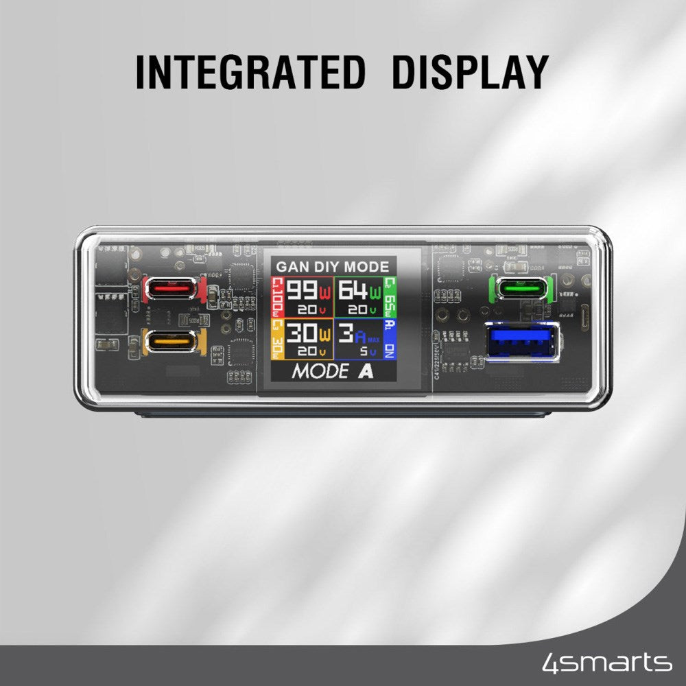 4smarts - Lucid GaN DIY Mode Bordoplader - 210W / 3x USB-C & 1x USB-A - Grå