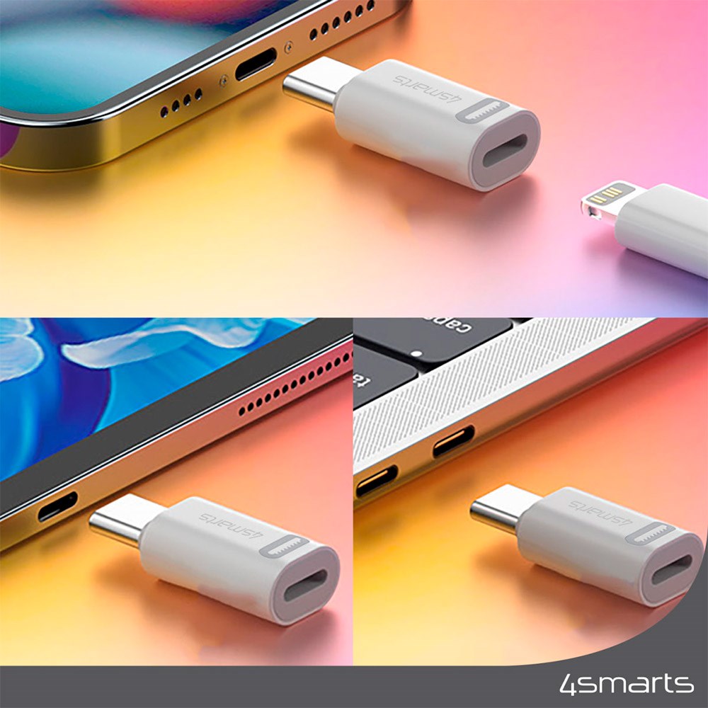 Lightning til USB-C PD Adapter - 4Smarts - 2 stk. - Hvid