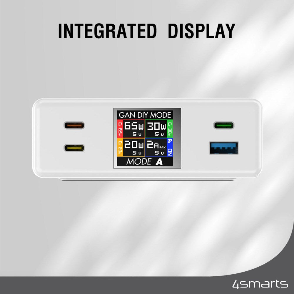 4smarts - GaN DIY Mode Bordoplader - 130W / 3x USB-C & 1x USB-A - Hvid