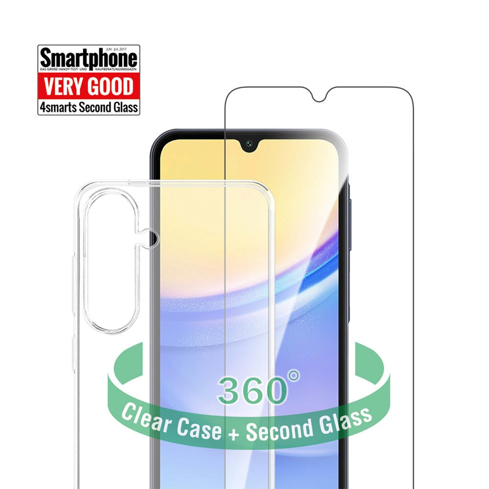 4smarts Samsung Galaxy A15 / A15 (5G) Second Glass X-Pro 360° Protection Set (Cover + Hærdet Glas)