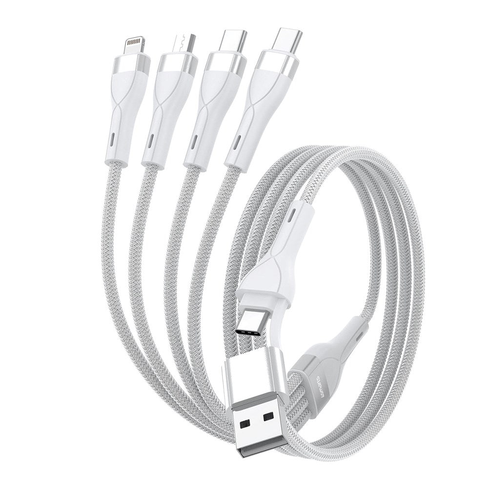 4smarts 4in2 15W Multi-Charging Kabel - Lightning / 2 x USB-C / Micro USB - 120cm - Hvid