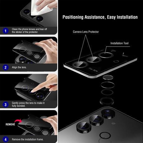 4Smarts Samsung Galaxy S24 StyleGlass Kameralinse Beskyttelsesglas - 3 stk. - Gennemsigtig / Sort / Grå