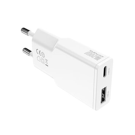 4Smarts Slim PD 20W Vægoplader GaN m. 1 x USB-C & 1 x USB-A - Hvid