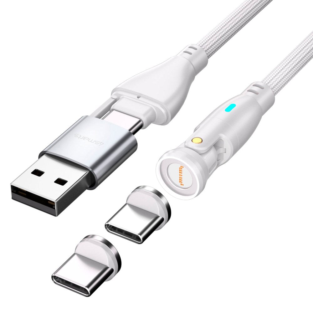 4smarts - GravityCord Magnetisk Kabel - USB-C/A - 100W - 1.8m - Hvid
