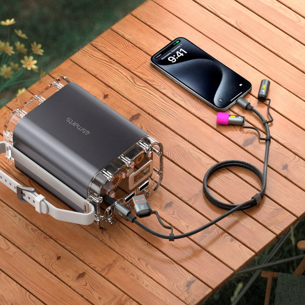 4smarts - 4-i-1 USB-C Outdoor Kabelsæt - 60W / 1m - Sort