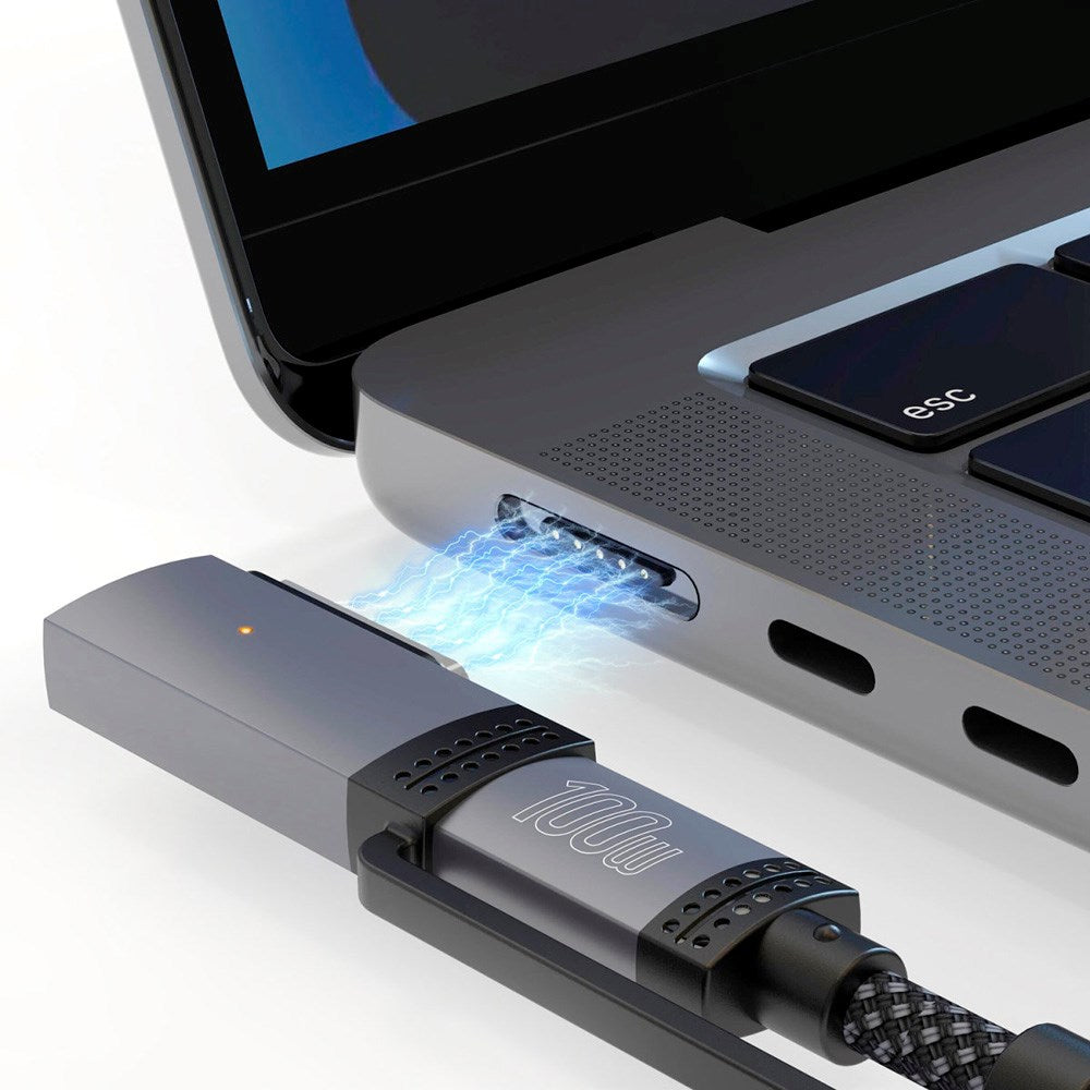 4smarts - 2-i-1 Opladningskabel - USB-C Kabel & MagSafe 3 Adapter - 100W / 2m - Sort