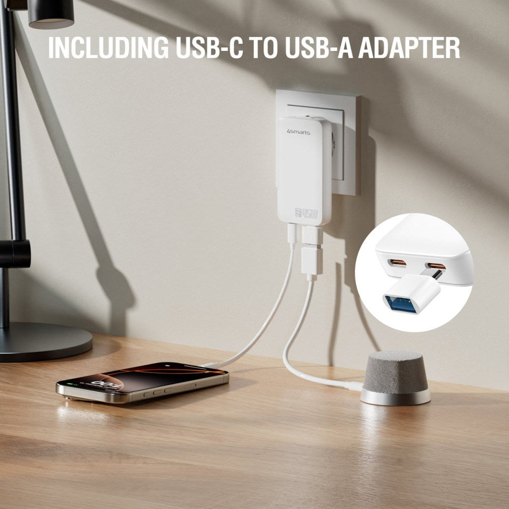 4smarts - FlatPlug Slim Dual Vægoplader - 45W / 2x USB-C - Hvid