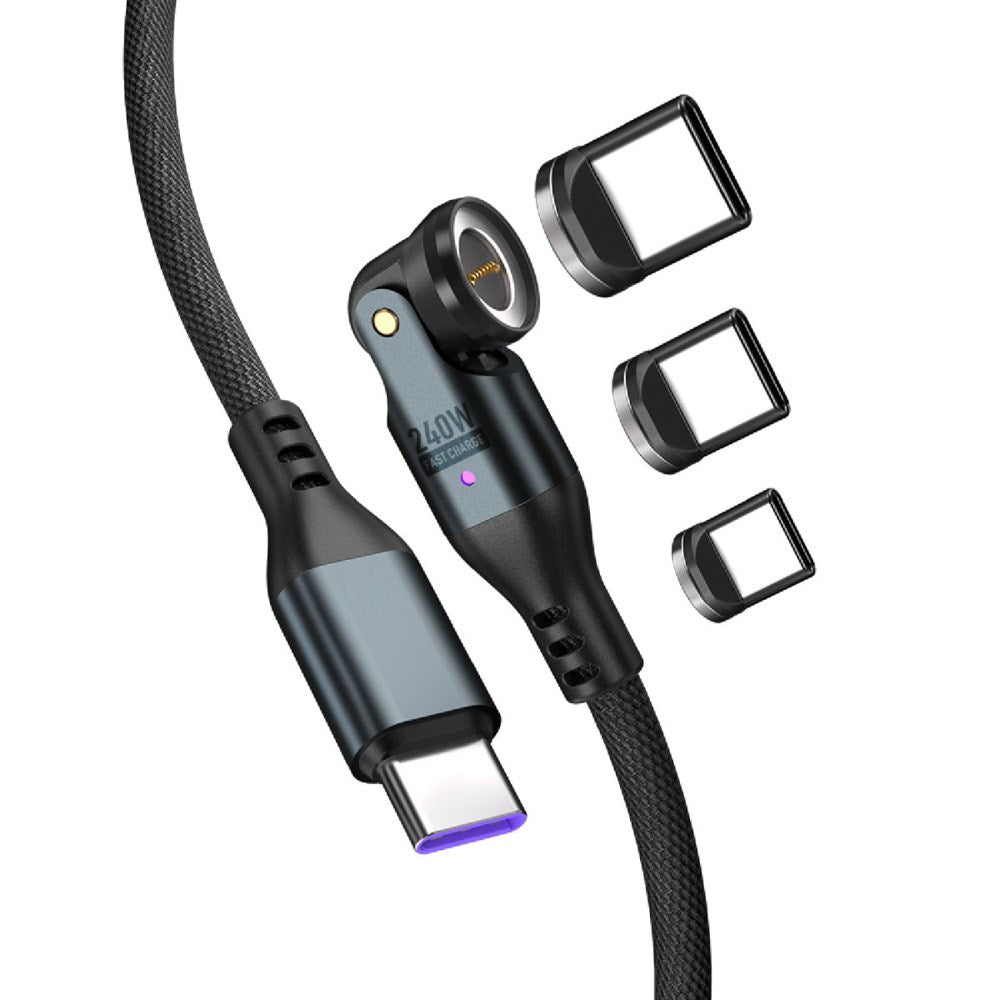 4smarts - GravityCord Magnetisk Kabel m. USB-C - 240W - 1.8m - Sort