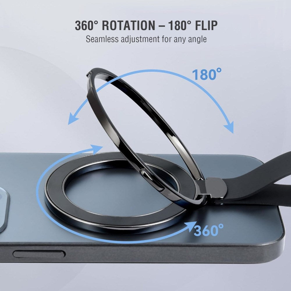 4smarts - Magnetisk Finger Ring - MagSafe Kompatibel - 2 stk - Sort / Orange