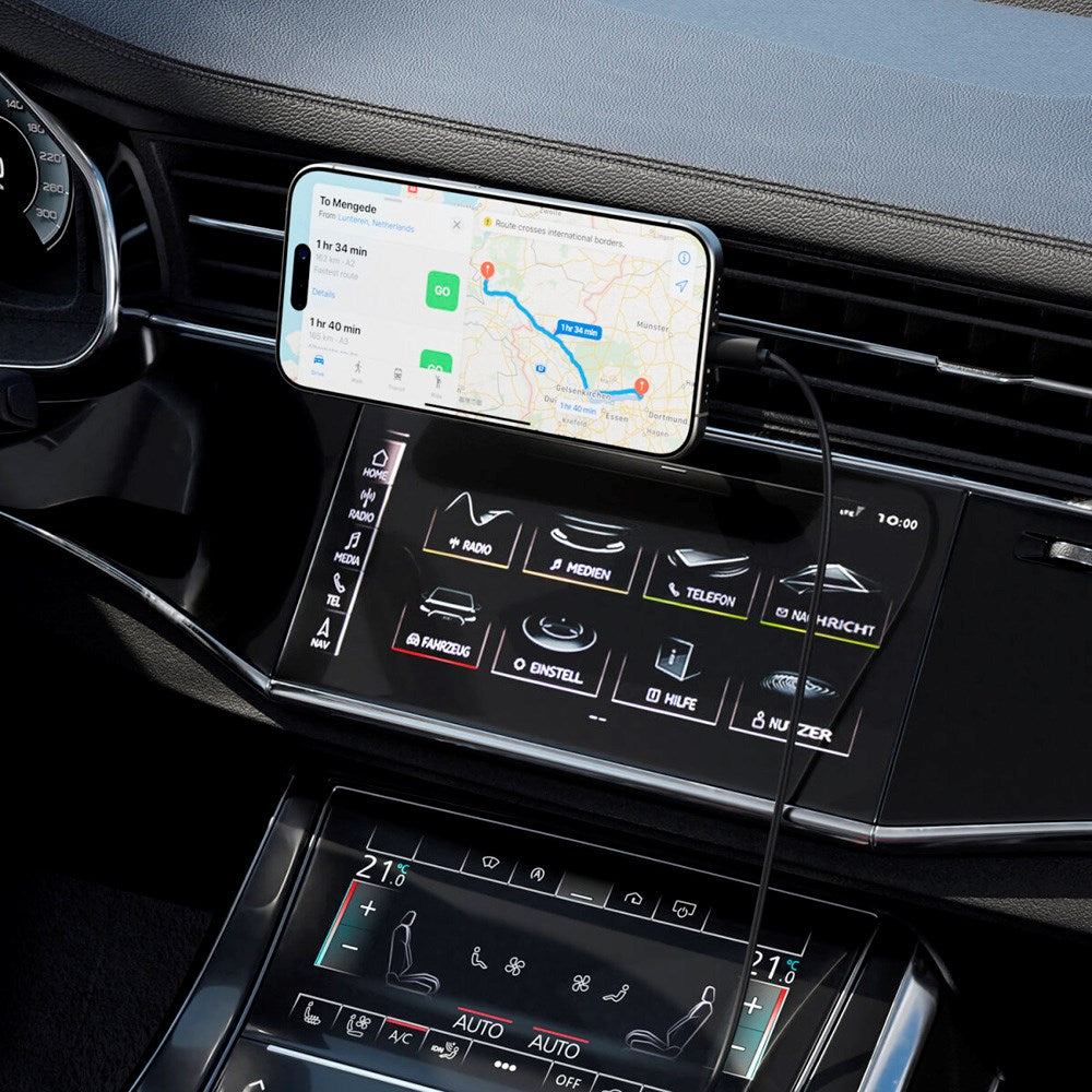 4smarts - Qi2 Trådløs Oplader til Bil - MagSafe Kompatibel - Grå