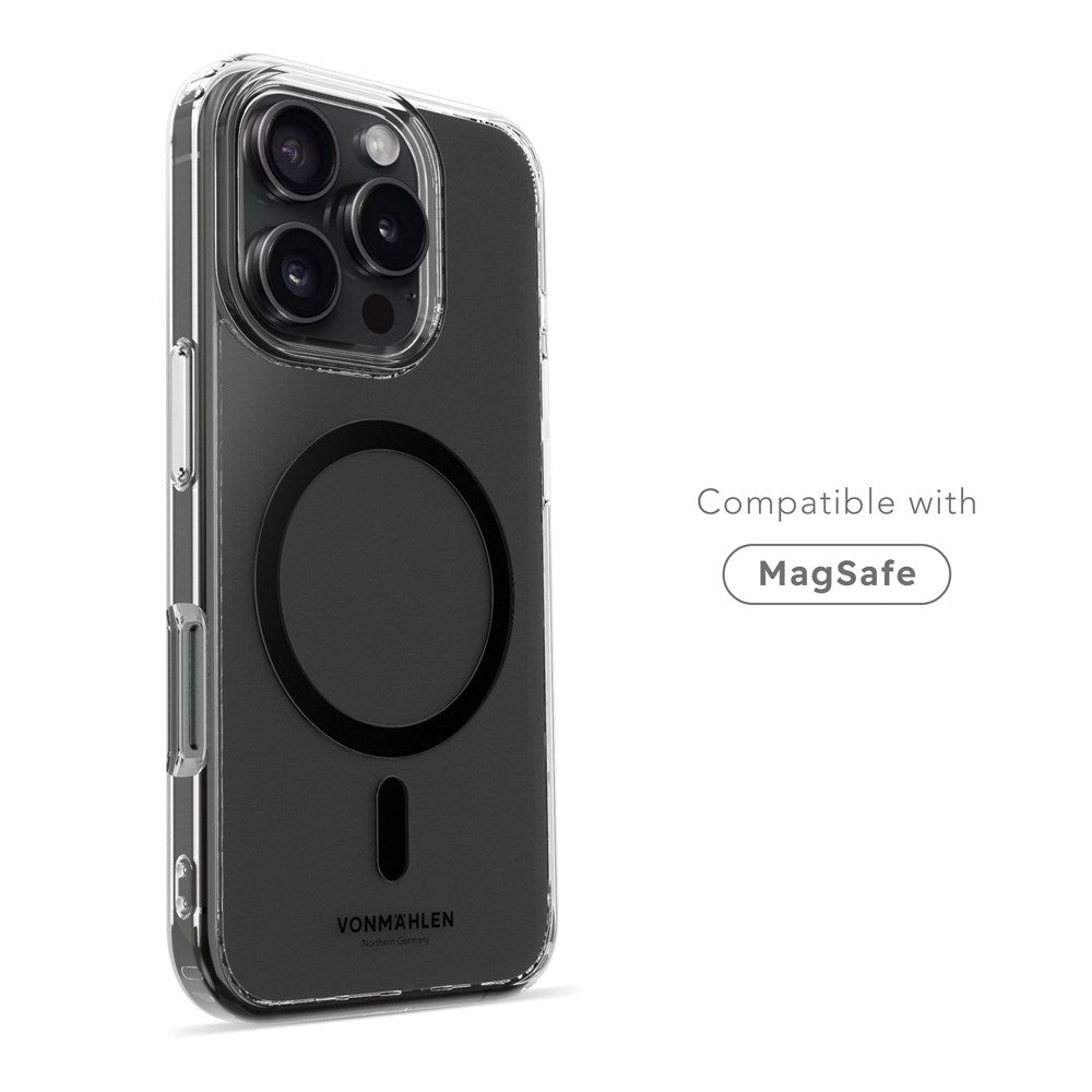 Vonmählen iPhone 16 Pro Transparent Mobil Cover - MagSafe Kompatibel - Sort