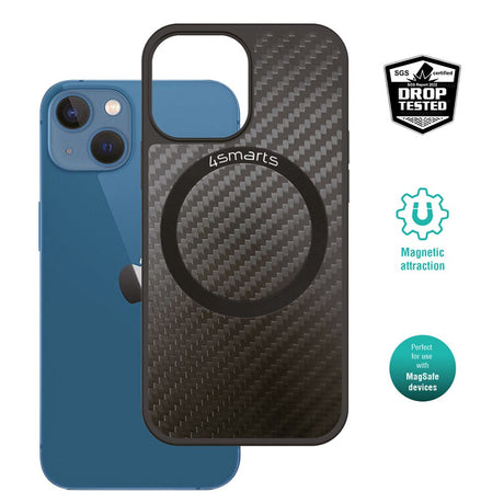 4Smarts iPhone 14 Plus Carbon Bagside Cover m. UltiMag - MagSafe Kompatibel - Sort