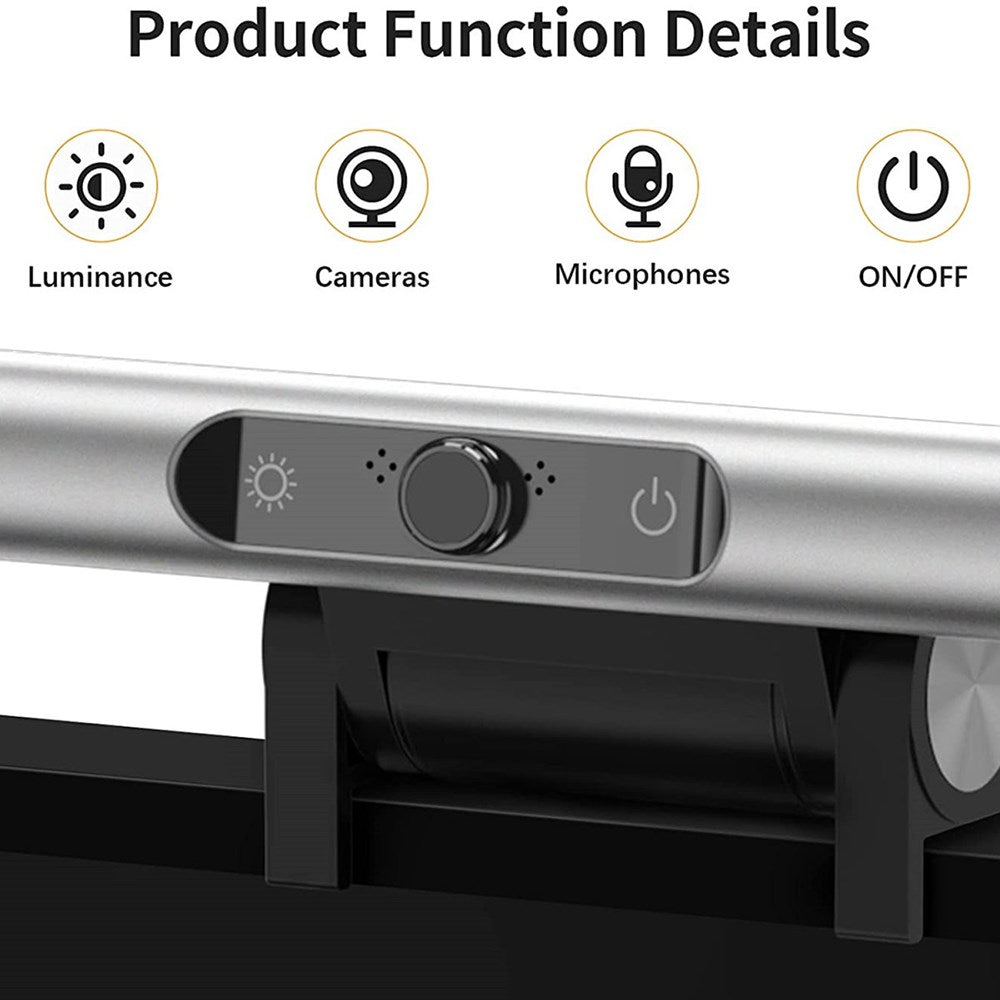 4Smarts 2-in-1 LED Skærmlampe m. 1080p Webcam - Sølv