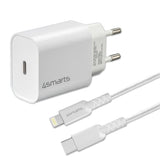 4smarts VoltPlug PD 20W USB-C Vægoplader m. Kabel  - Hvid