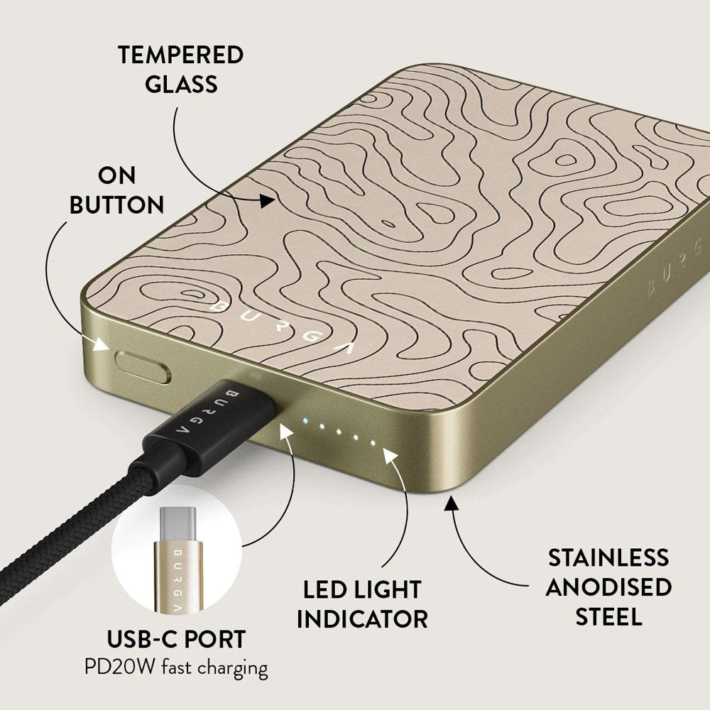 Burga MagSafe PowerBank 5000mAh m. Trådløs Opladning & 20W USB-C Stik - Wild Terrain