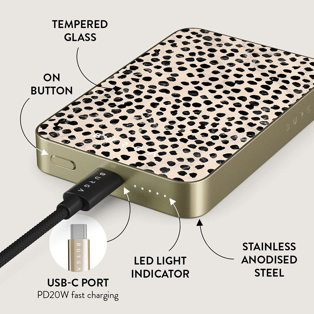 Burga MagSafe PowerBank 5000mAh m. Trådløs Opladning & 20W USB-C Stik - Almond Latte