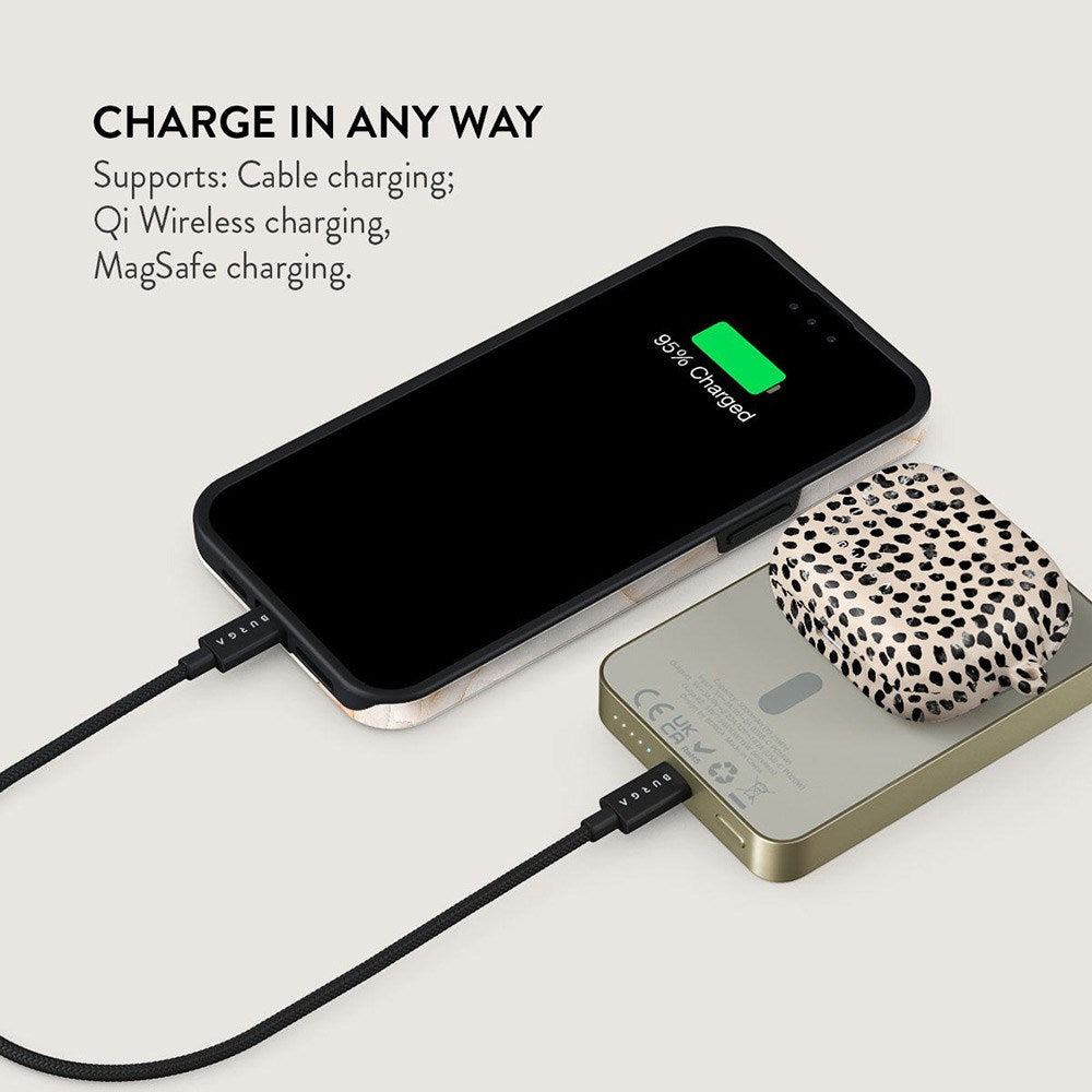 Burga MagSafe PowerBank 5000mAh m. Trådløs Opladning & 20W USB-C Stik - Almond Latte