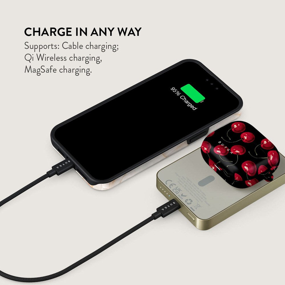 Burga MagSafe PowerBank 5000mAh m. Trådløs Opladning & 20W USB-C Stik - Cherrybomb