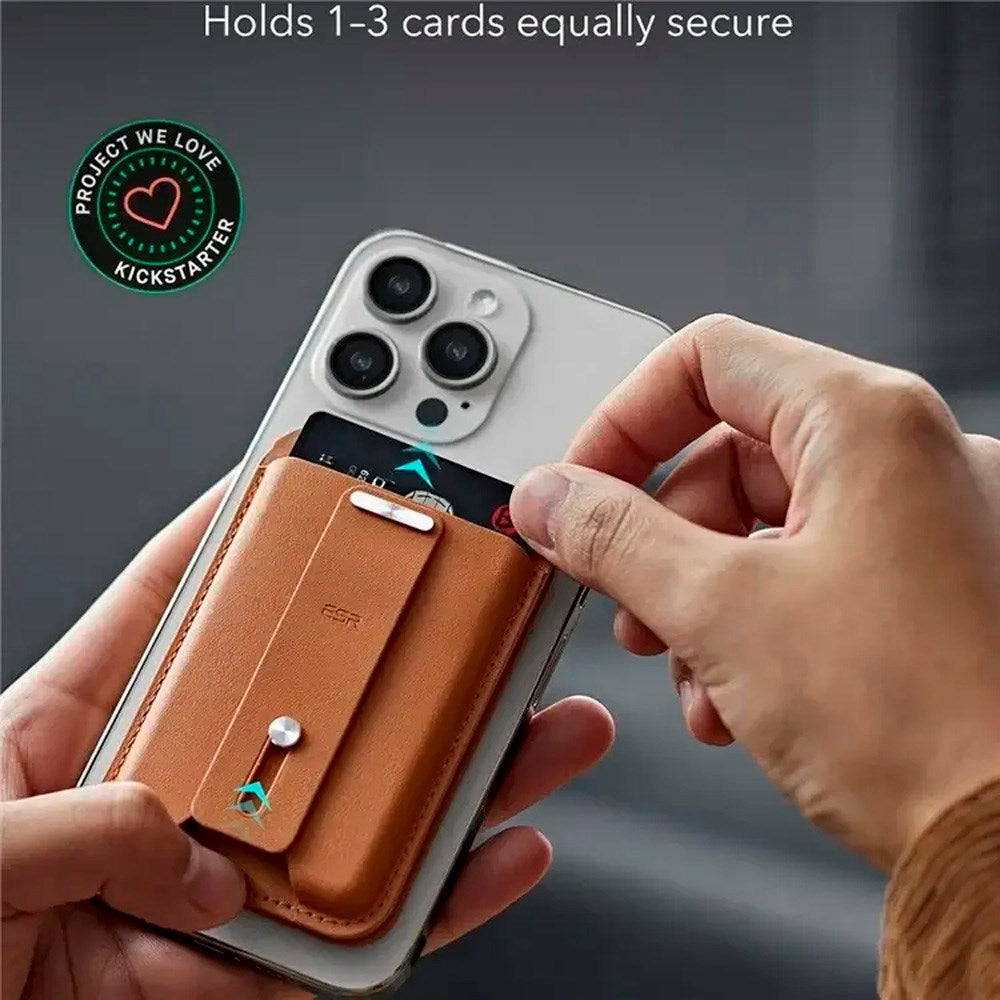 ESR - GeoWallet Kortholder m. Ståfunktion - MagSafe Kompatibel - Brun