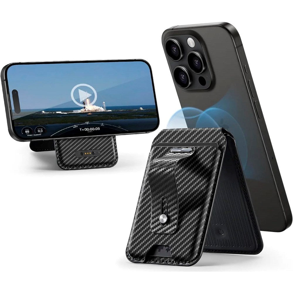 ESR - GeoWallet Kortholder m. Ståfunktion - MagSafe Kompatibel - Sort Carbon