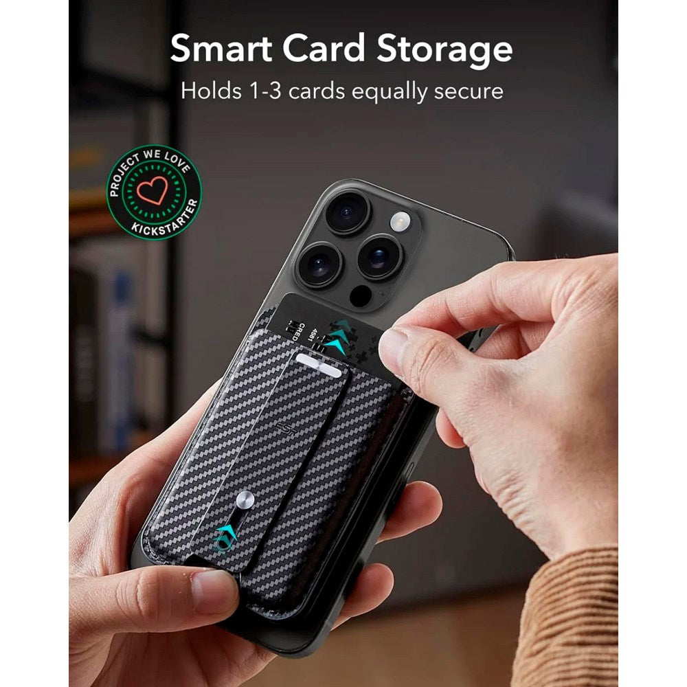 ESR - GeoWallet Kortholder m. Ståfunktion - MagSafe Kompatibel - Sort Carbon