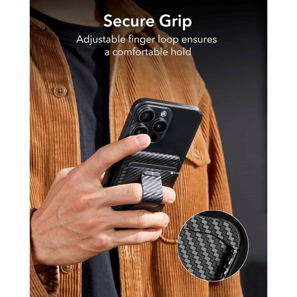 ESR - GeoWallet Kortholder m. Ståfunktion - MagSafe Kompatibel - Sort Carbon