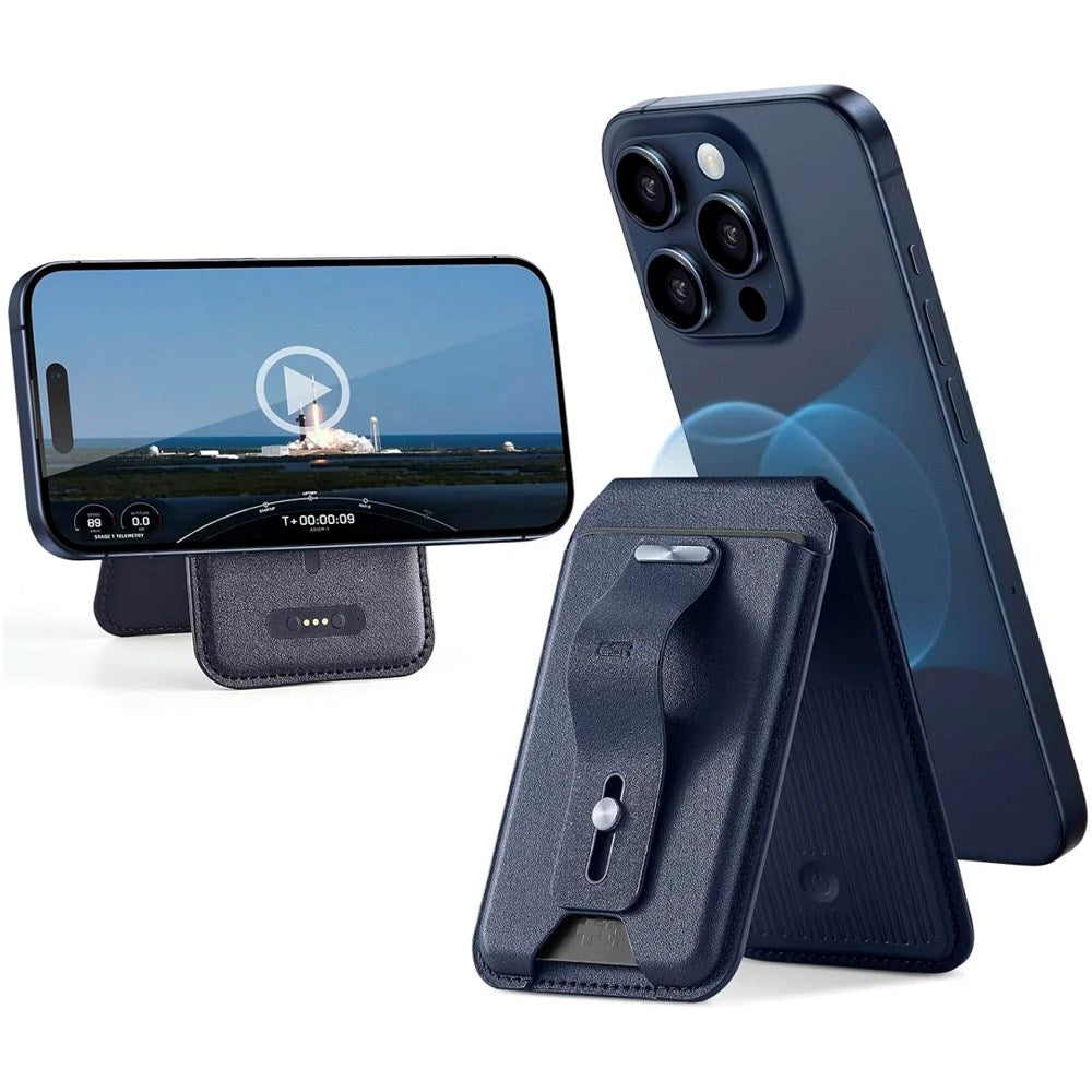 ESR - GeoWallet Kortholder m. Ståfunktion - MagSafe Kompatibel - Blå