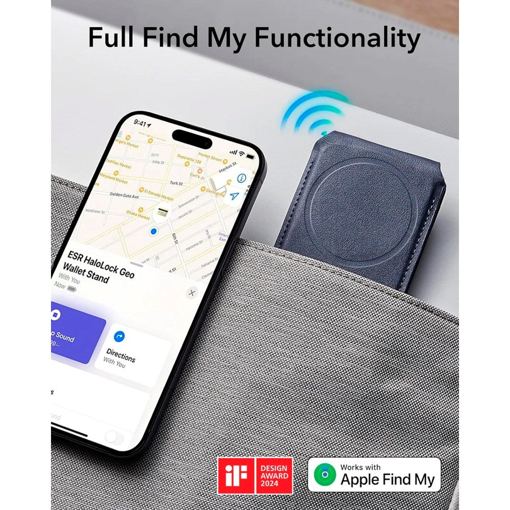 ESR - GeoWallet Kortholder m. Ståfunktion - MagSafe Kompatibel - Blå