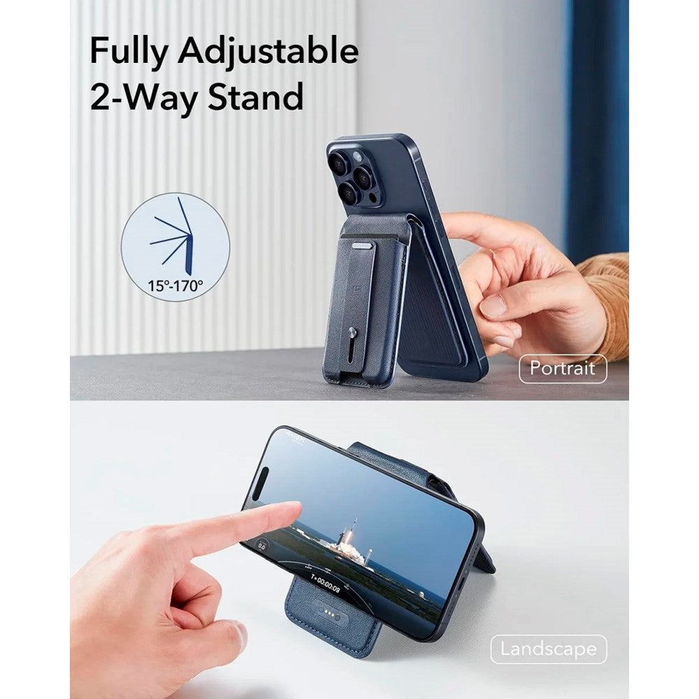 ESR - GeoWallet Kortholder m. Ståfunktion - MagSafe Kompatibel - Blå