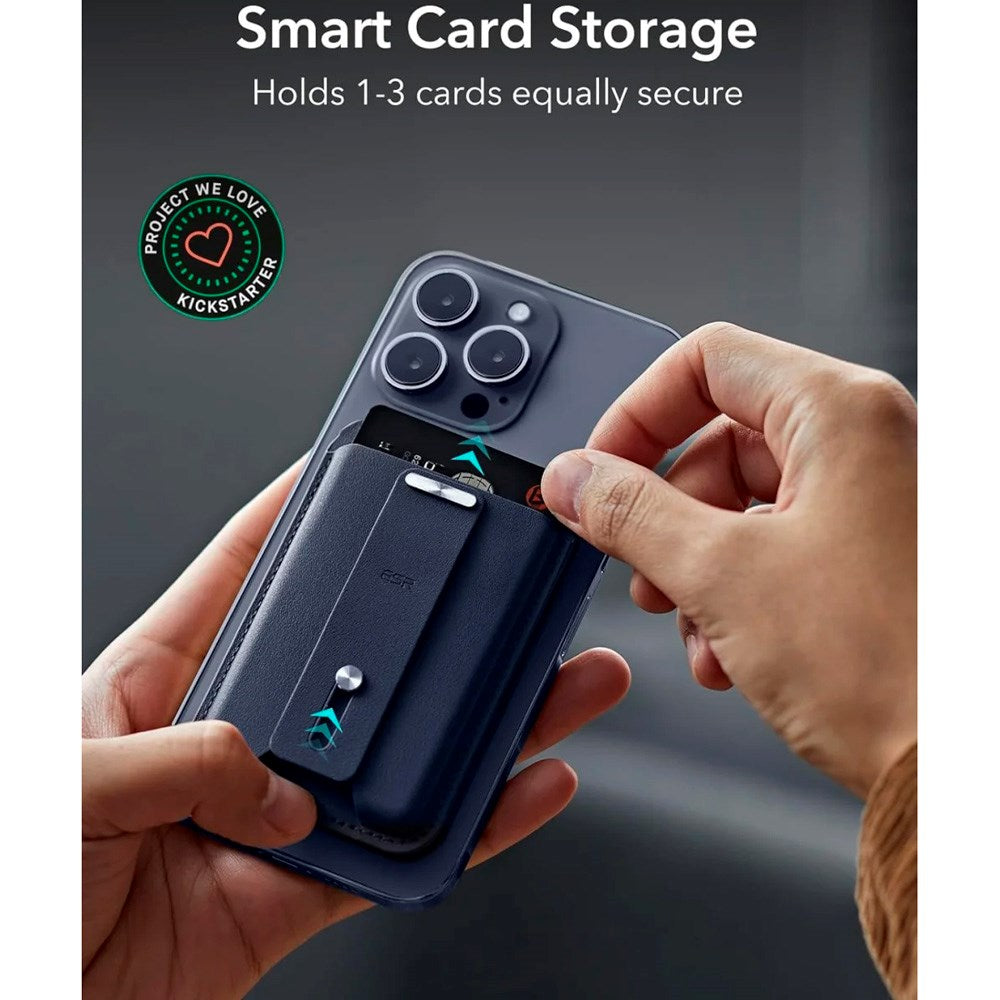 ESR - GeoWallet Kortholder m. Ståfunktion - MagSafe Kompatibel - Blå