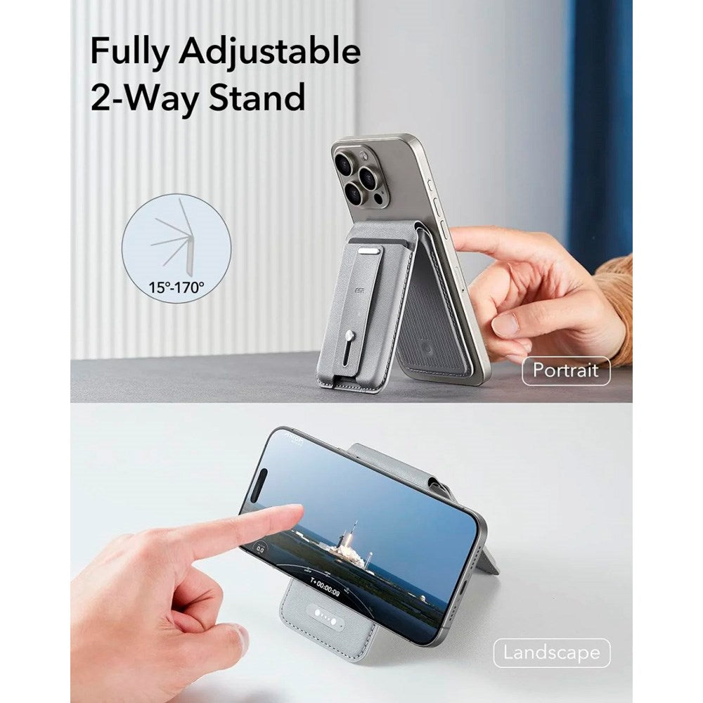 ESR - GeoWallet Kortholder m. Ståfunktion - MagSafe Kompatibel - Grå